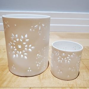 White ceramic votive hurricane candle holders